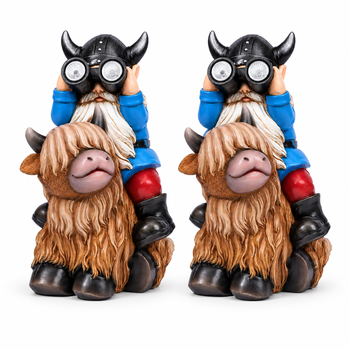 Highland Cow & Gnome Solar Garden Statue