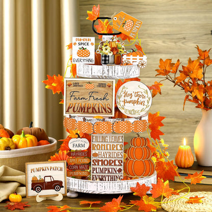 🎃Halloween Tiered Tray Decor Set Cute Halloween Wooden Signs