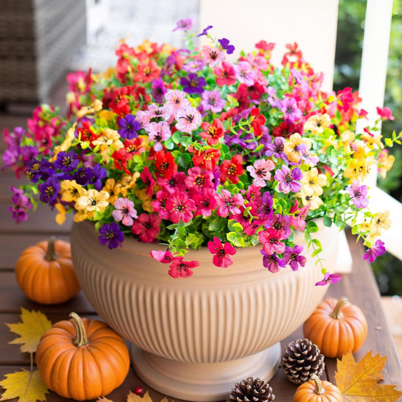 💐12 Set Artificial UV-resistant flowers: colorful suitable for porches and balconies