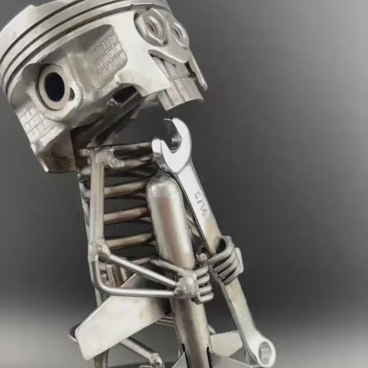 Handmade Piston Robot Sculpture – Built From Real Engine Parts
