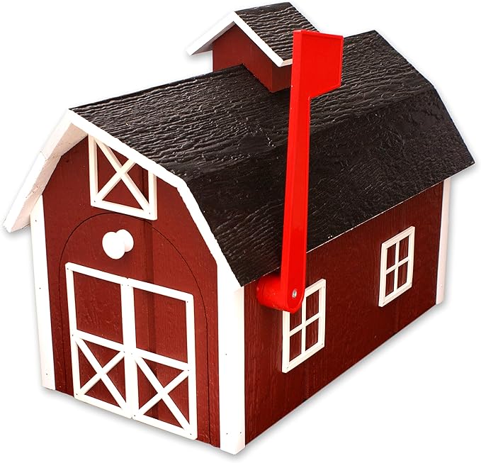 Wooden Dutch Barn Style Mailbox (Post Mount)