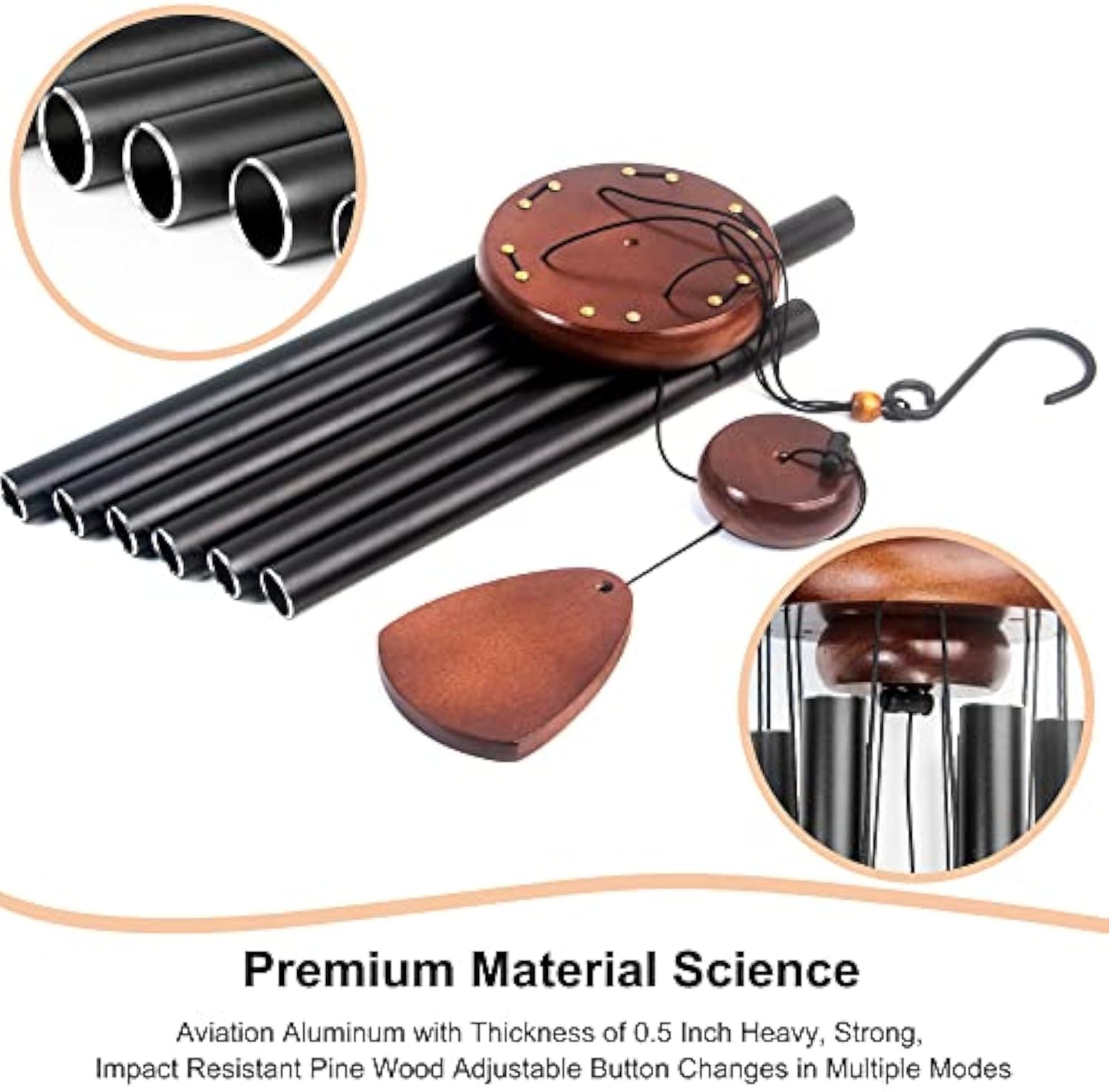 37" Stress Relief Wind Chime - Soothing Outdoor Wind Chimes for Garden, Patio - Deep Tones for Anxiety Relief & Relaxation